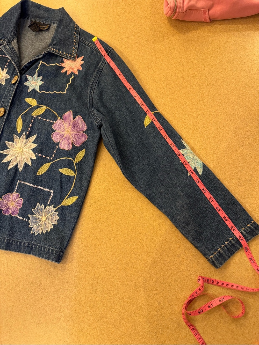 new directions Blue Denim Jacket with Pastel Floral Embroidery - Picture 9 of 9